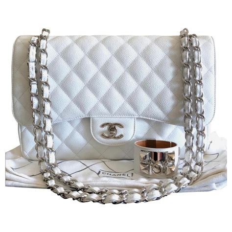 sac a main blanc chanel|used vintage chanel bags.